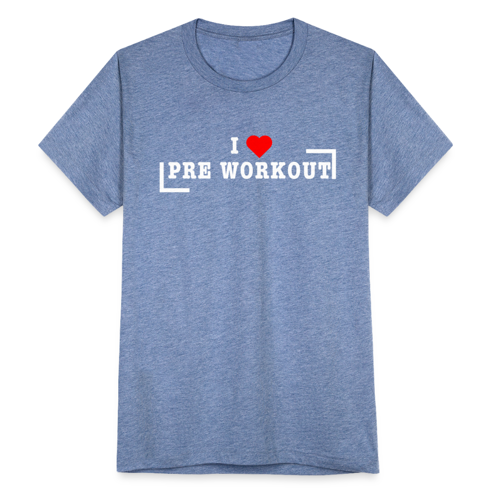 I Heart Pre Workout T-Shirt | Premium Tri Blend - heather blue