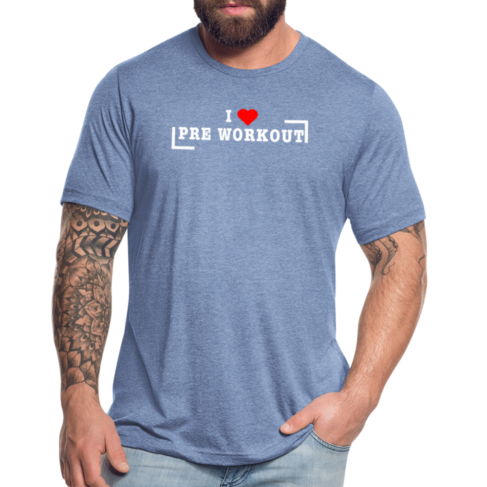 I Heart Pre Workout T-Shirt | Premium Tri Blend - heather blue