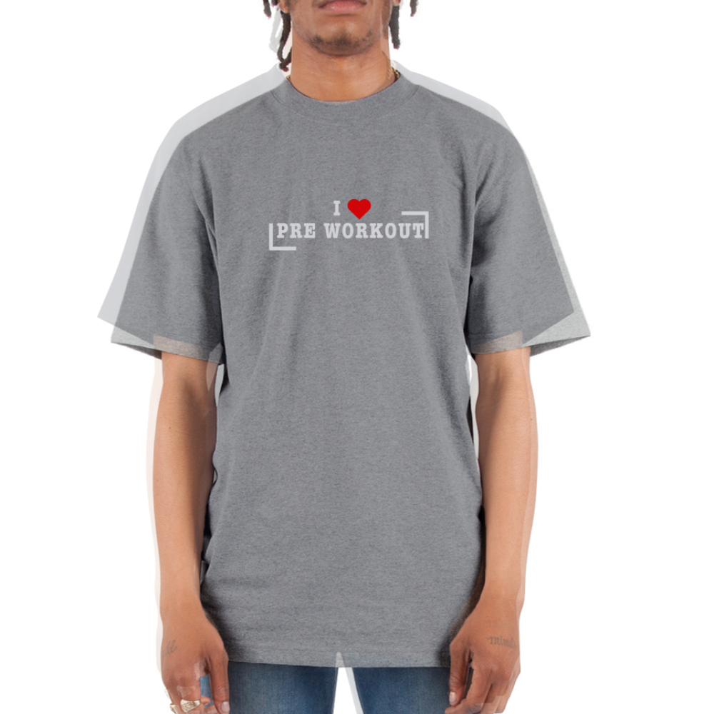 I Heart Pre Workout T-Shirt | Oversized Heavyweight - heather gray