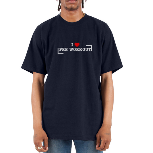 I Heart Pre Workout T-Shirt | Oversized Heavyweight - navy