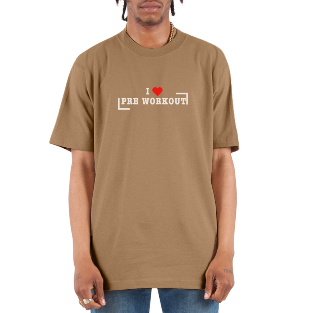 I Heart Pre Workout T-Shirt | Oversized Heavyweight - khaki