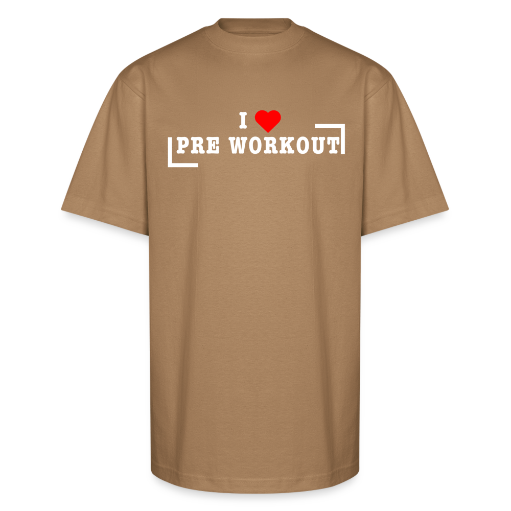 I Heart Pre Workout T-Shirt | Oversized Heavyweight - khaki