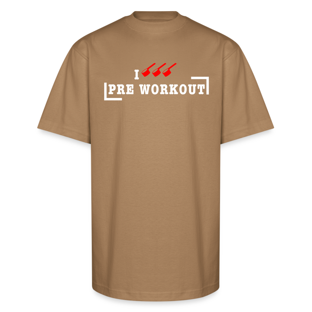 I Triple Scoop Pre Workout T-Shirt | Oversized Heavyweight - khaki